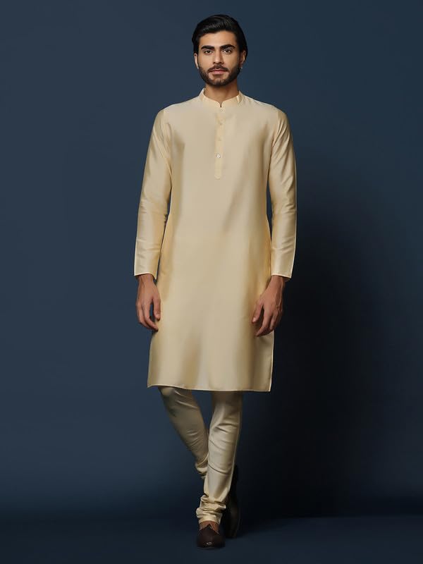 KISAH Men's Indo Western Sherwani Set - Cream Cotton Blend Ethnic Wear | Traditional Indian Wedding Outfit for Groom & Groomsmen | Perfect for Weddings, Festivals & Cultural Events