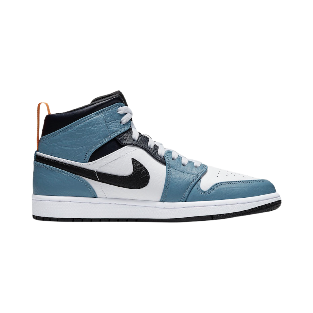 Air Jordan 1 Mid Fearless Facetasm Sneakers - White/Black/Celestial Teal/Dark Obsidian Basketball Shoes for Men | Streetwear Fashion & Casual Wear