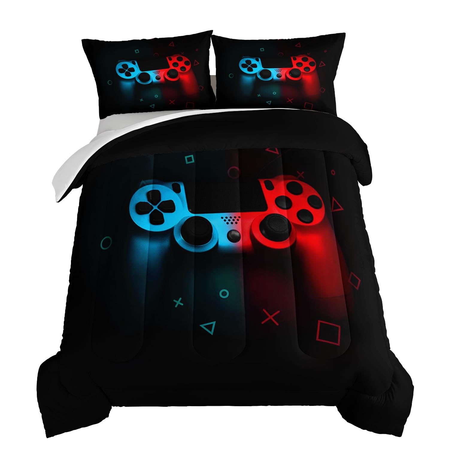 Premium HOSIMA Gaming Twin Comforter Set for Boys & Teens - Controller Pattern Video Game Bedding with 2 Pillow Shams - Perfect for Gamer Room Decor, Kids Bedroom, and Gaming Themed Sleepovers