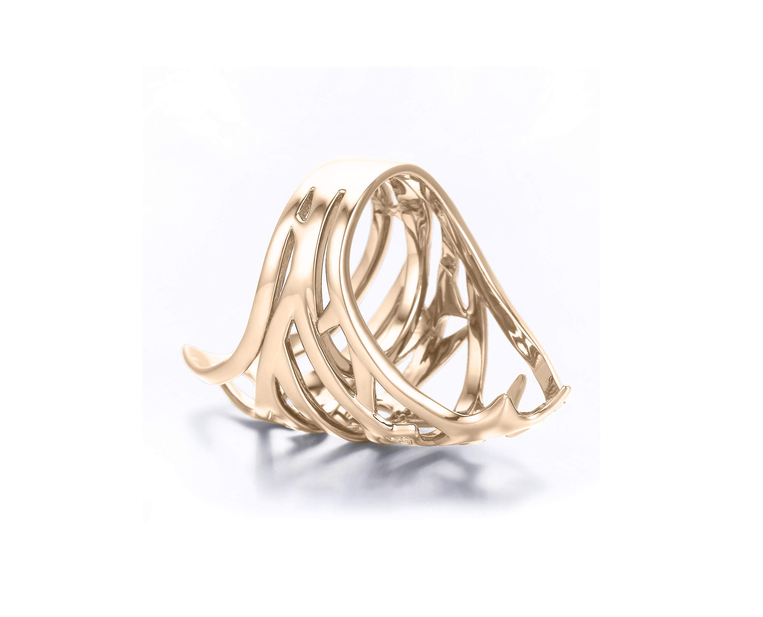 Gothic Gold Long Finger Ring for Women - Sterling Silver Statement Ring with Natural Diamond - Unique Thorn & Nature Inspired Wiccan Jewelry - Perfect for Gothic Fashion, Boho Style & Witchy Aesthetic