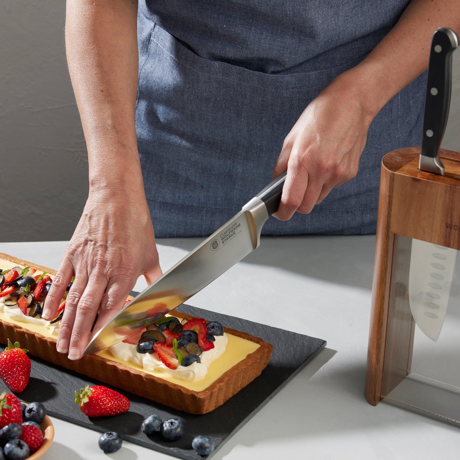 Wolfgang Starke Professional 7-Piece Knife Block Set - High-Quality German Kitchen Knives for Chefs & Home Cooking - Perfect for Slicing, Dicing & Food Prep