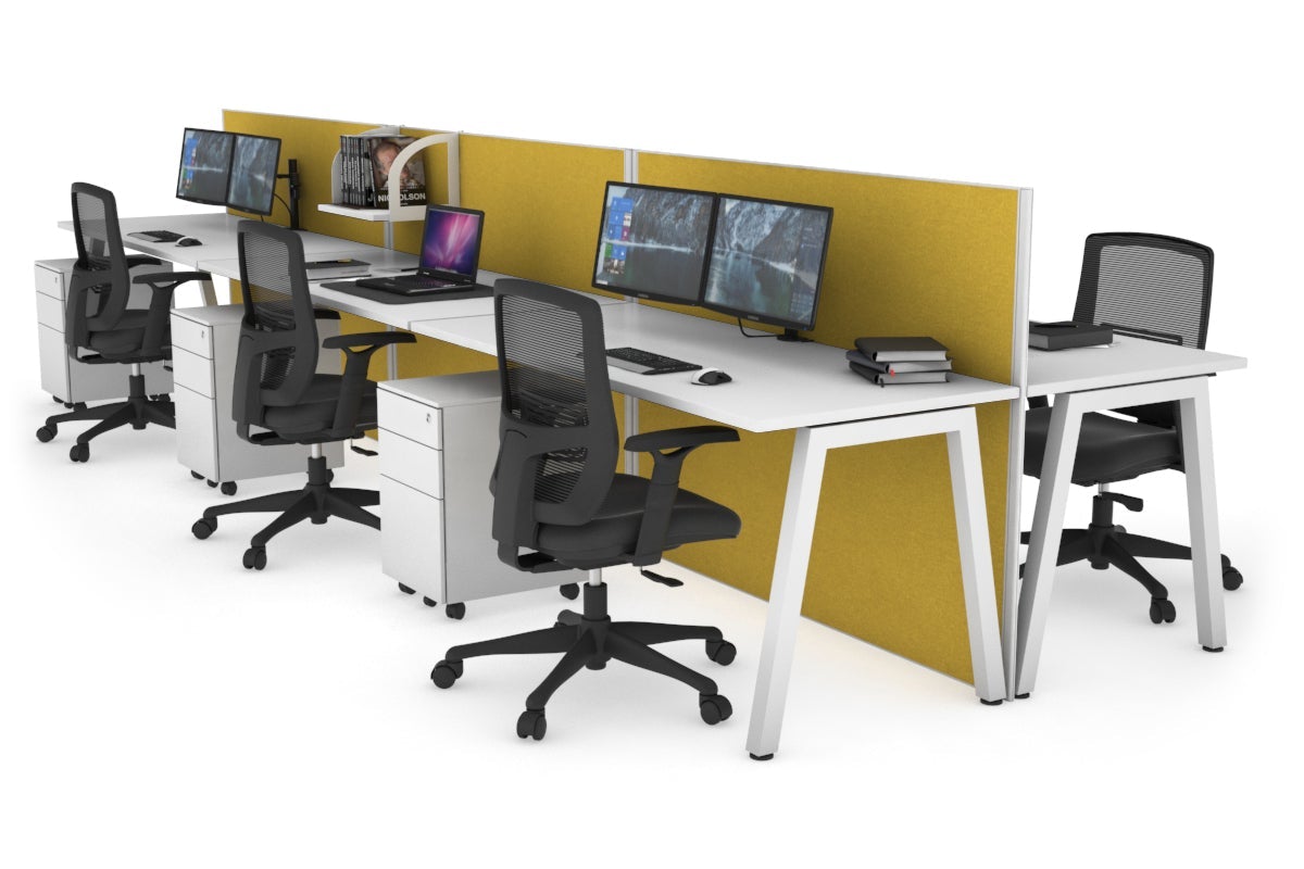 Horizon Quadro 6-Person Office Bench with A-Legs - 1600L x 700W Workstation for Collaborative Workspaces, Conference Rooms & Open Office Layouts