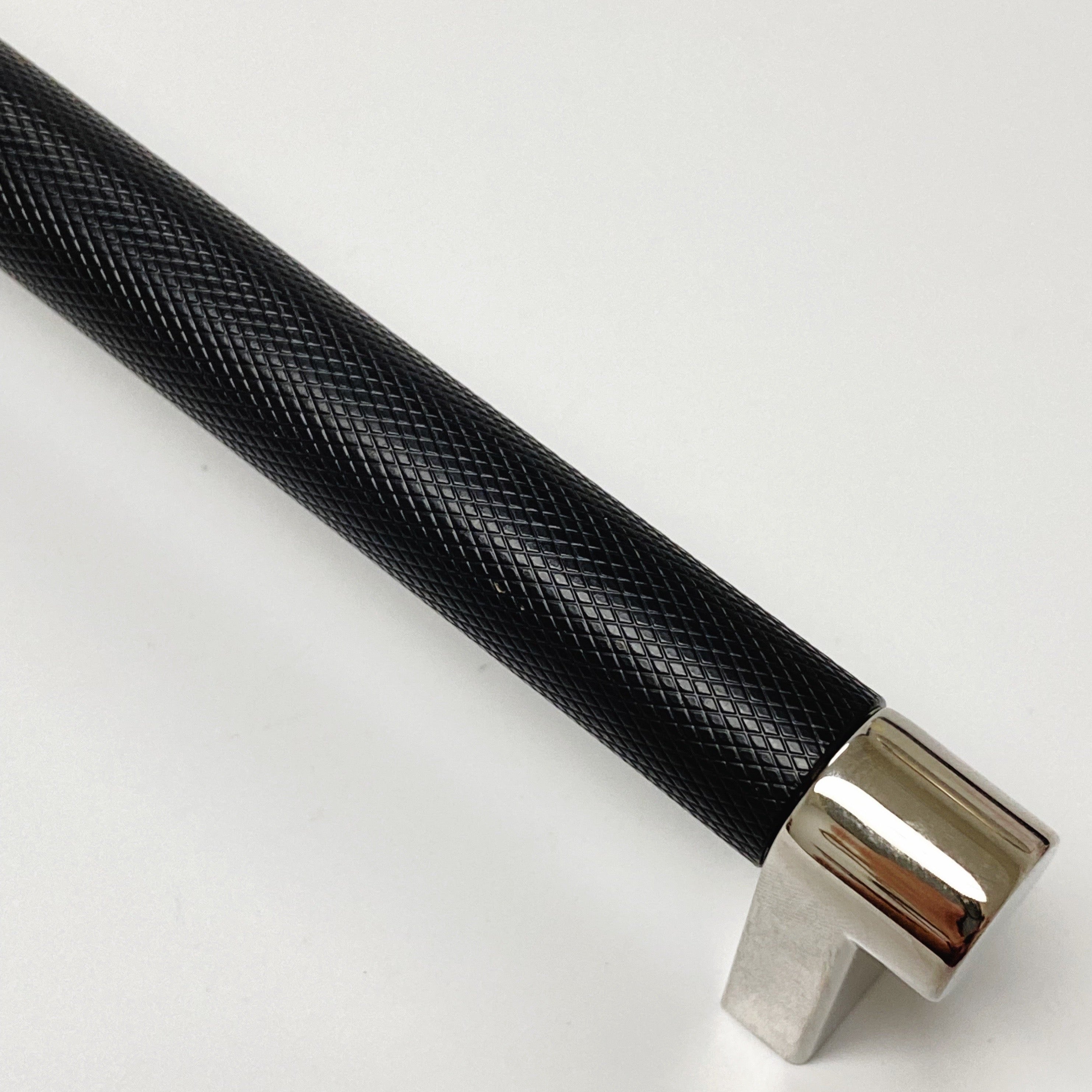 Knurled Select Texture Polished Chrome and Black Drawer Pulls - Modern Cabinet Handles for Kitchen, Bathroom & Furniture - Durable Hardware for Dressers, Cabinets & Storage Solutions