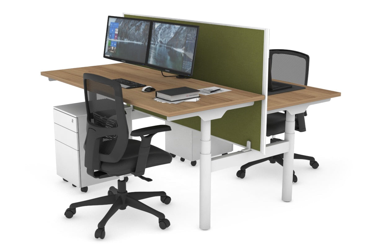 Flexi Premium Height Adjustable 2-Person H Bench Workstation - White Frame [1600L x 700W] - Ergonomic Office & Home Workspace Solution for Collaborative Teams & Remote Workers