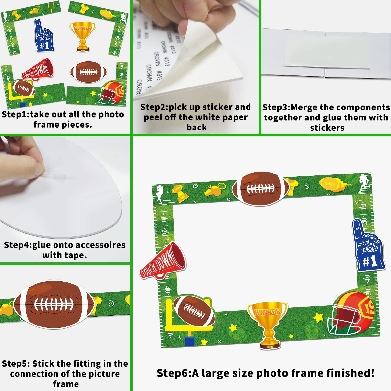 Super Bowl Game Photo Frame - Large Football Sport Party Decorations, Game Day Supplies for Super Bowl Parties & Tailgating
