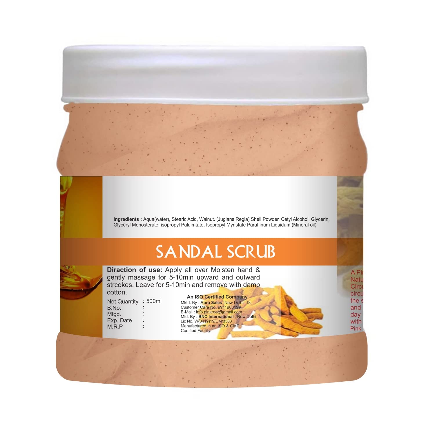 Exfoliating Face Scrub with Apricot & Peach Extract - Pink Root Sandal Scrub for Skin Conditioning (500g) | Gentle Exfoliation for Soft, Glowing Skin - Perfect for Daily Skincare Routine & Spa Treatments