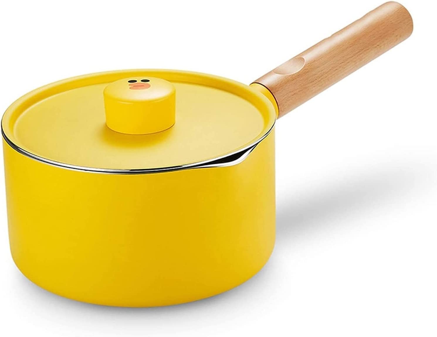 **Multi-Layer Aluminum Alloy Wok Milk Pot with Single Handle - Yellow Soup & Stew Pot for Boiling, Cooking & Kitchen Use - Perfect for Soups, Stews & Milk Heating**