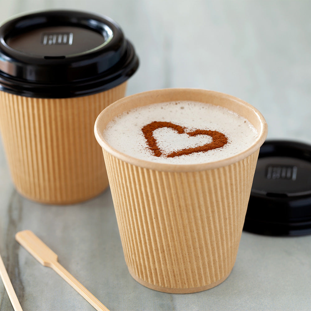 Eco-Friendly 8 oz Kraft Paper Coffee Cups with Ripple Wall - 3.5