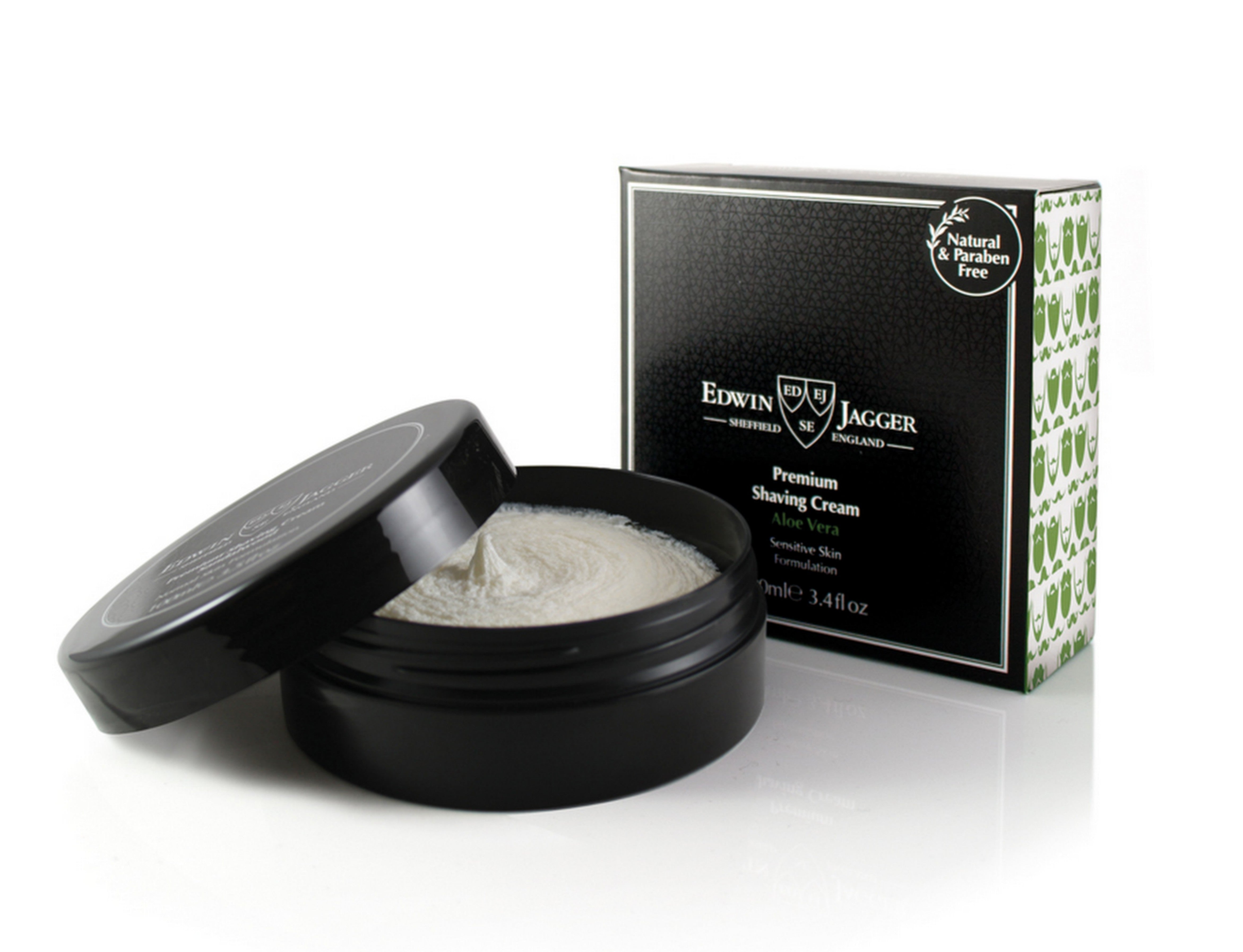 Edwin Jagger Aloe Vera Shaving Cream 100ml - Soothing & Hydrating Shave Cream for Men - Perfect for Sensitive Skin & Close Shaving - Ideal for Daily Grooming & Travel
