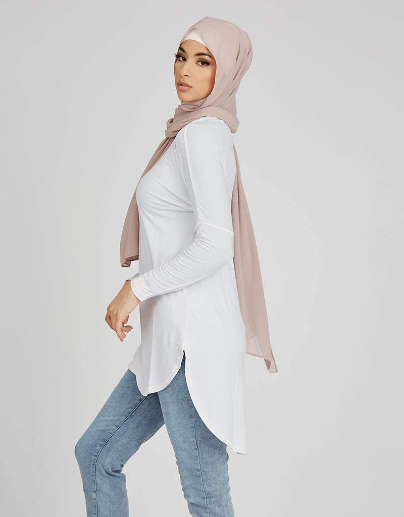 Low Neck High Low Top Women's Casual T-Shirt - Perfect for Everyday Wear, Outings & Layering