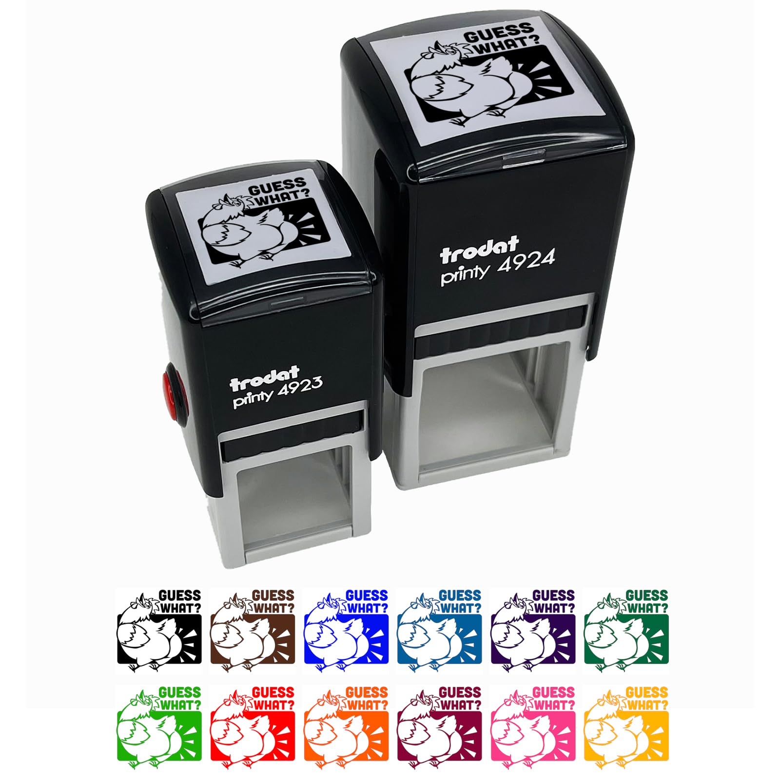 Guess What Chicken Butt Funny Self-Inking Rubber Stamp - 1 Inch Small Stamp with Black Ink - Perfect for DIY Crafts, Scrapbooking, Cards & Office Pranking