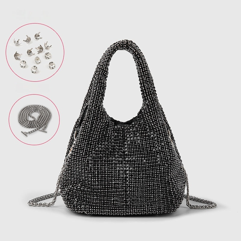 Luxury Diamond Encrusted & Diamond Filled Tote Bucket Dinner Bag - Elegant Evening Clutch for Parties, Weddings & Special Occasions - 819045946412