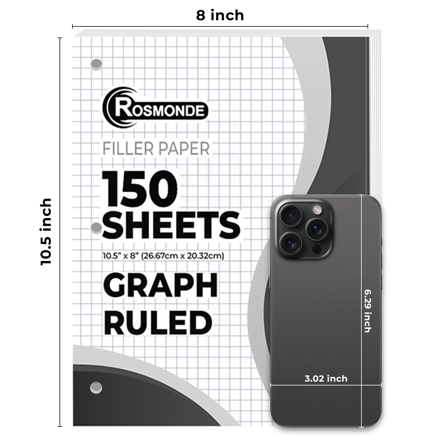 4x4 Grid Graph Paper 3 Pack - 450 Sheets, 8