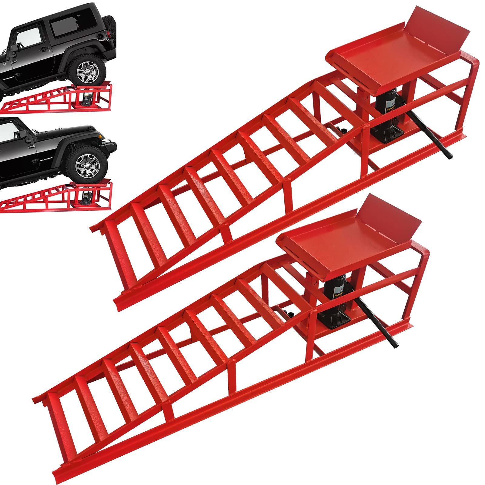 Wuyule 2PCS Heavy Duty Car Ramps - 10,000lbs Capacity Hydraulic Vehicle Lift for Car & Truck Repair | Perfect for DIY Auto Maintenance, Oil Changes & Tire Rotation