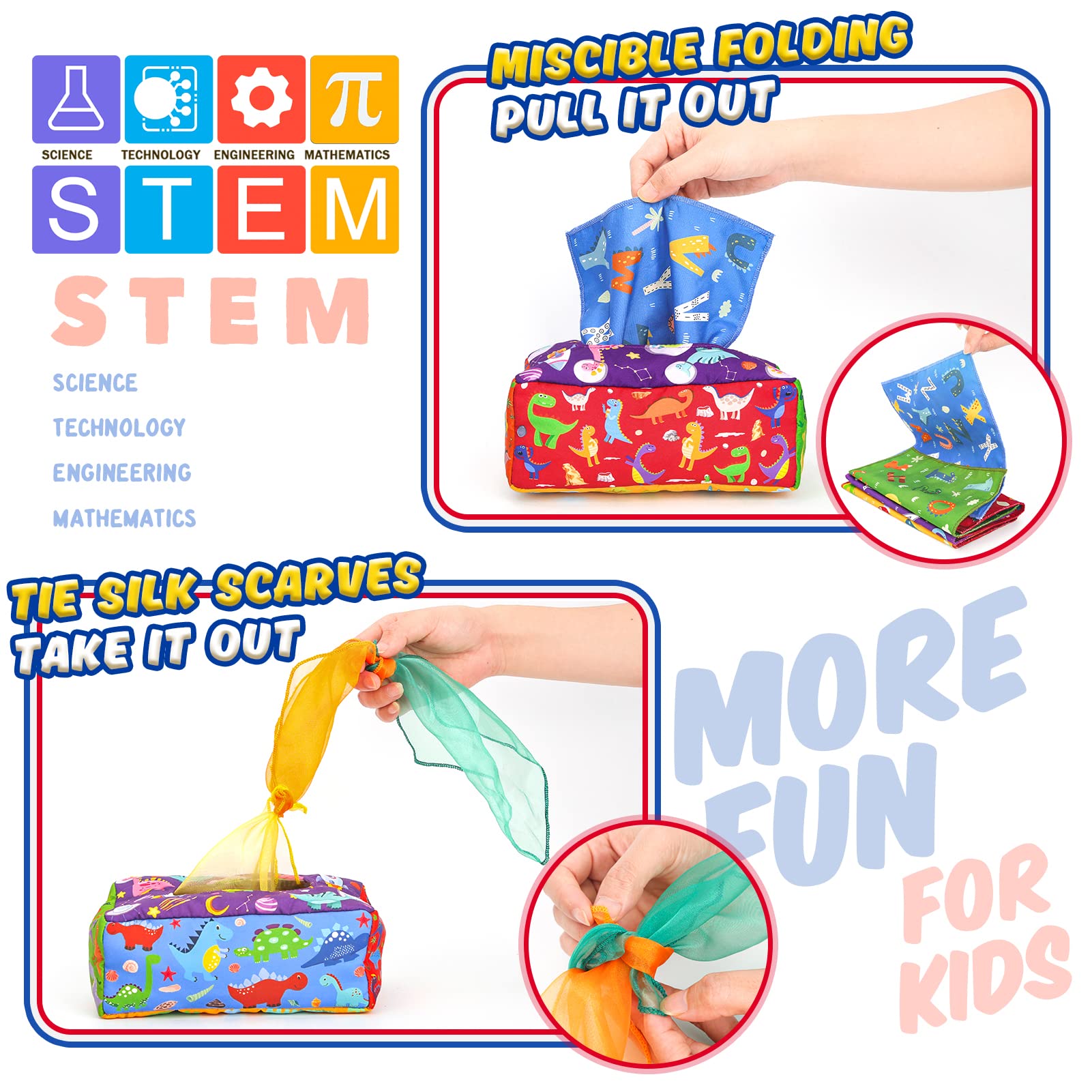 Magic Tissue Box Toy for Babies 6-12 Months - Montessori Sensory Learning Toy for Toddlers Playtime