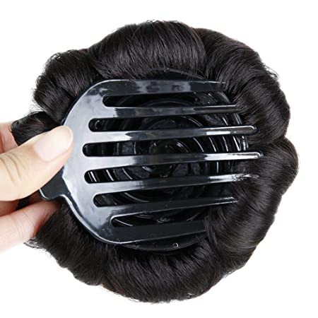 VIEWS Hair Buns for Women & Girls - Natural Black Hair Extensions Ponytail Bun | Messy Bun Hairpiece for Everyday & Special Occasions | Perfect for Work, Parties & Weddings