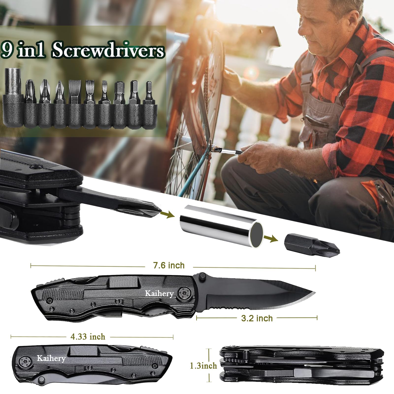 **Best Pocket Knife Folding Multitool - Survival Gear with Knife, Pliers, Screwdriver & Saw - Safety Locking Camping Knife for Men, Dad - Perfect for Outdoor Survival, Hunting, Camping & Everyday Carry (EDC)**