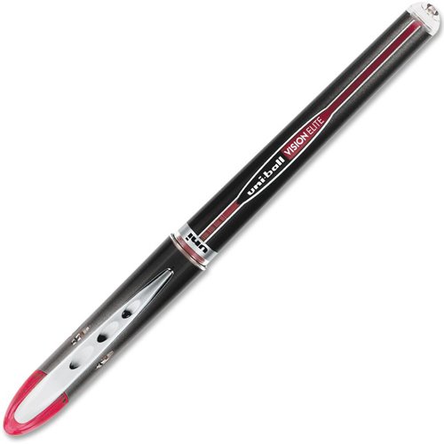 Uni-Ball Vision Elite Stick Roller Ball Pen - Red Ink, Micro Fine Point (0.5mm), 4-Pack (69178) - Perfect for Writing, Note-Taking & Signature Documents