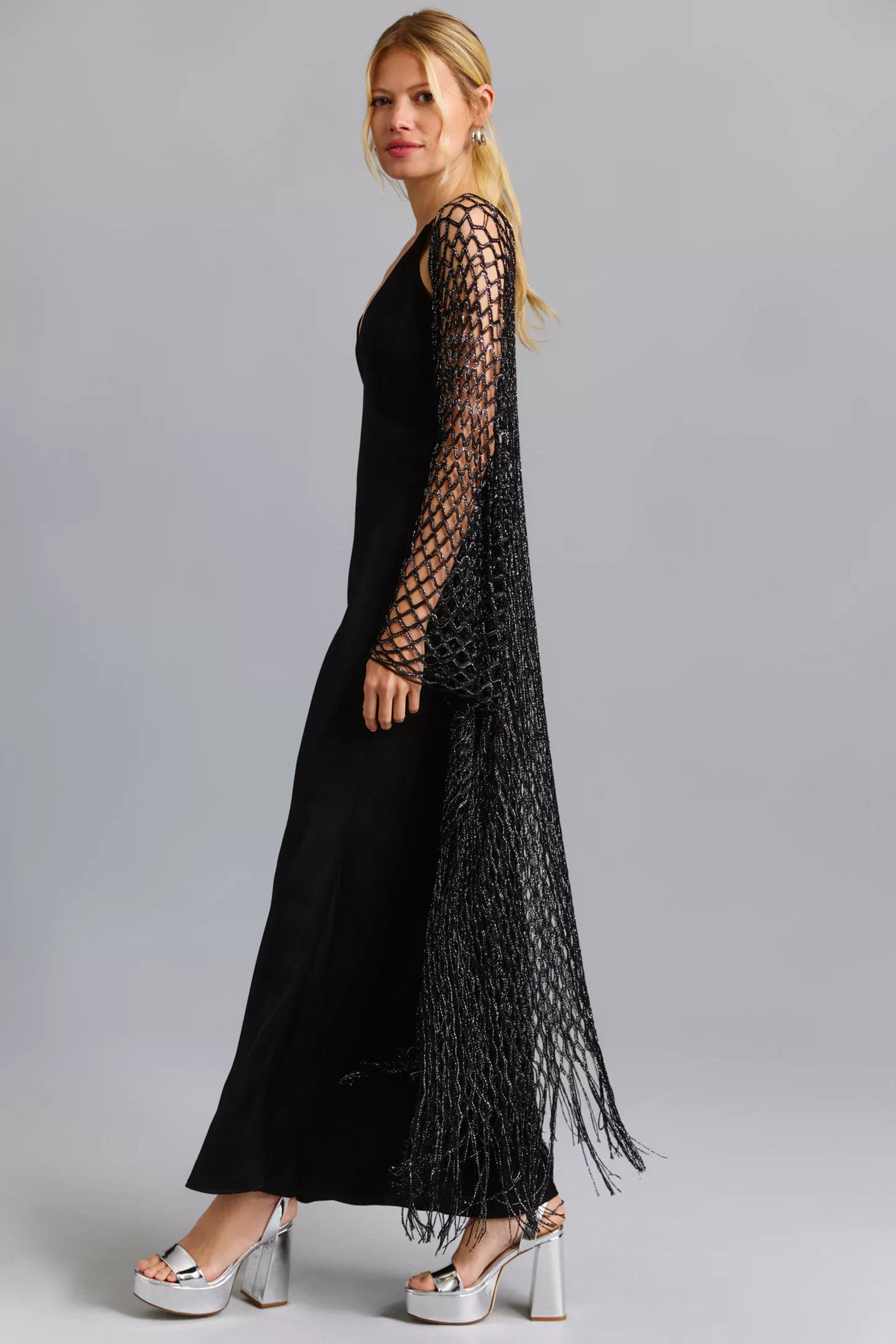 Stylish Metallic Fringe Kimono Jacket for Women - Boho Chic Cover Up - Perfect for Beach, Festival, and Evening Wear