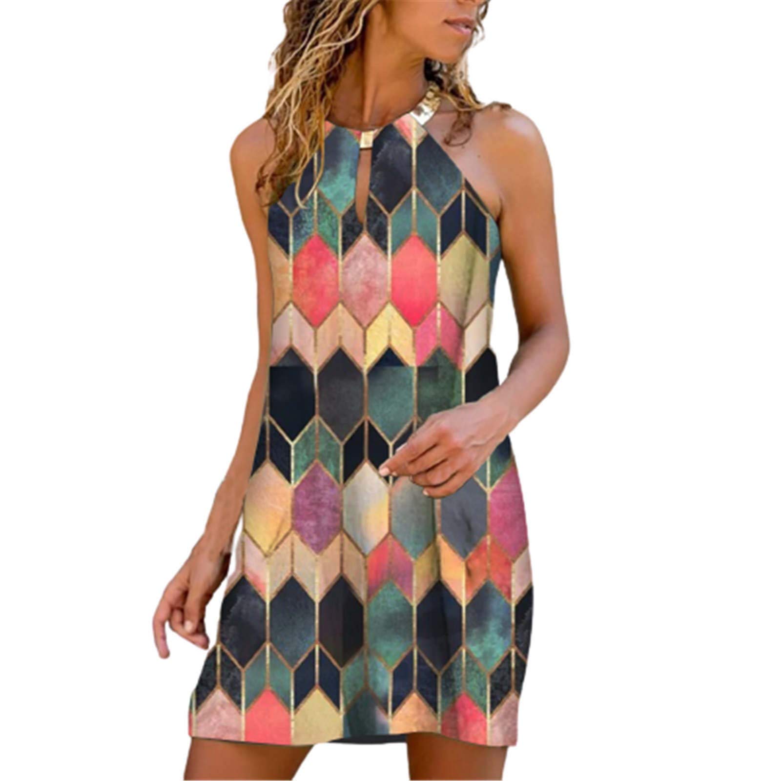 JUNGE Women's Sexy Strapless Sundress - Off The Shoulder Summer Dress with Independence Day Print | Perfect for Beach Vacations, Pool Parties & 4th of July Celebrations
