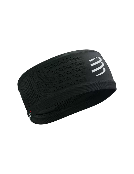 Compressport Unisex Headband On/Off - Sweat-Wicking Sports Headband for Running, Cycling & Workouts - Adjustable & Breathable (Black)