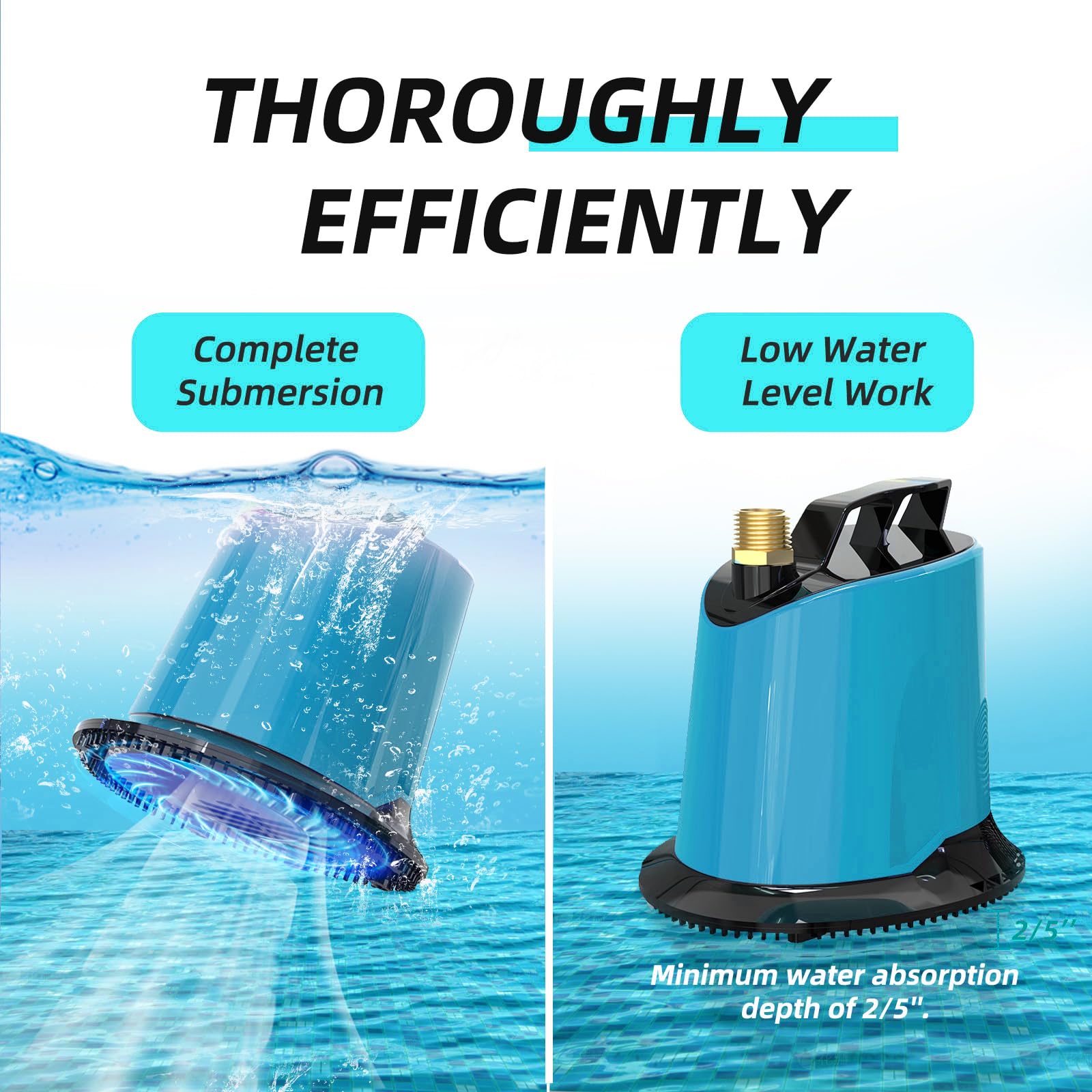 AgiiMan 125W 1100GPH Submersible Sump Pump with 16ft Hose & 25ft Power Cord - Heavy Duty Water Pump for Basement Flooding, Pool Fountain Circulation, Hot Tub Drainage, Garden Pond Maintenance (Blue) - Perfect for Emergency Water Removal and Outdoor Water Features