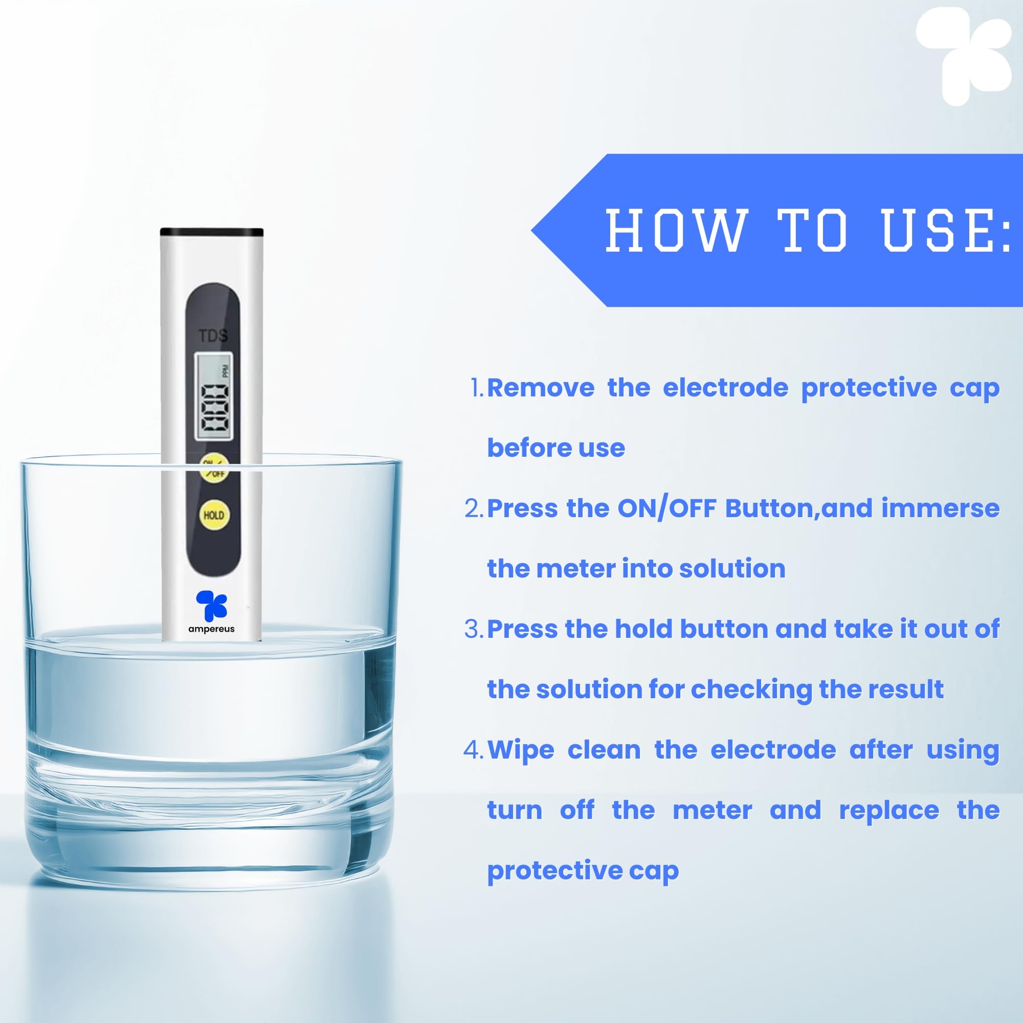 AMPEREUS Digital TDS and pH Meter - Water Quality Tester for Home, Aquariums, Pools & Commercial Use | Measures PPM, Total Dissolved Solids | Perfect for Drinking Water, Hydroponics & Water Filtration Systems