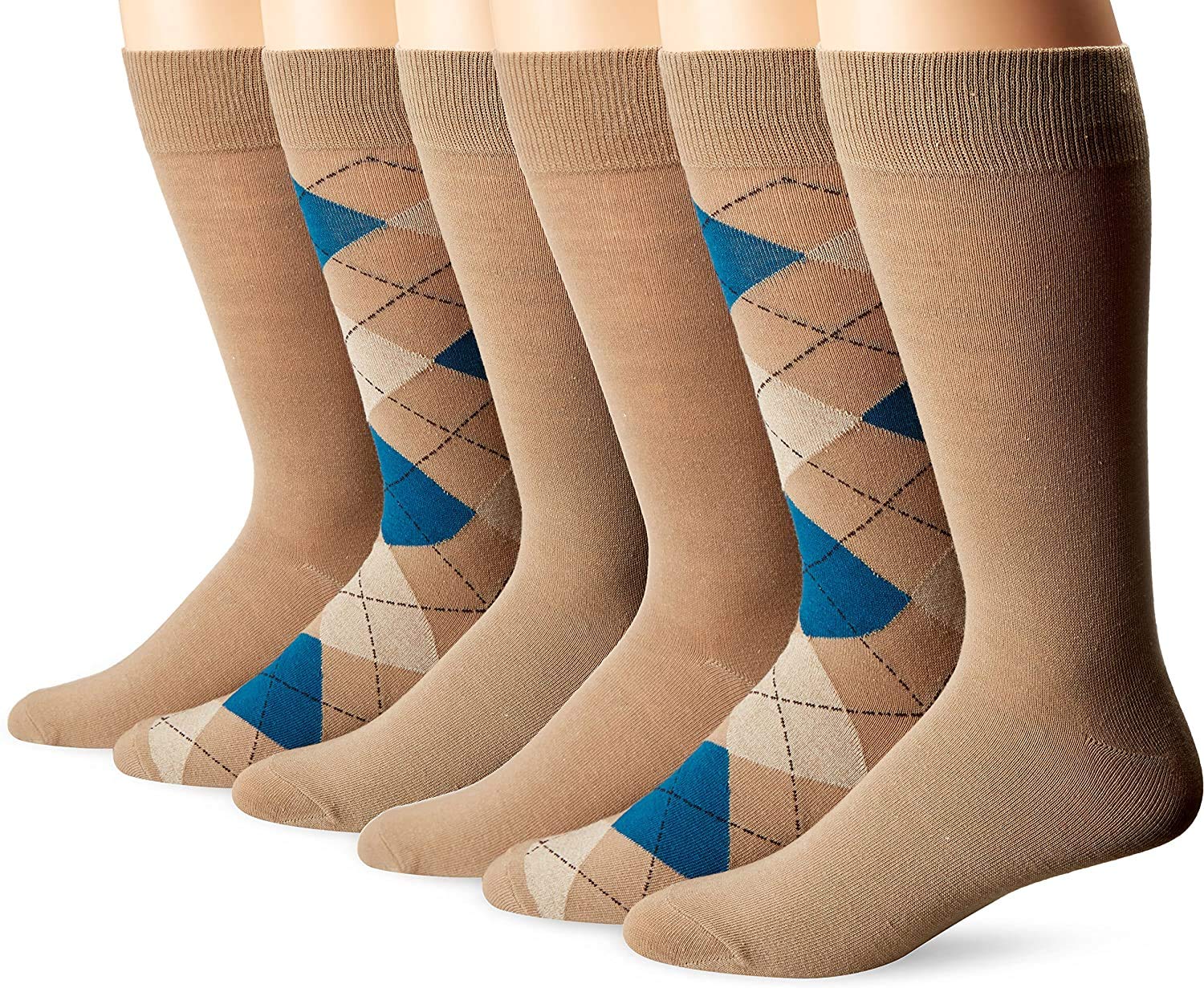 Fruit Of The Loom Men's 3 Pack Argyle Crew Socks - Comfortable Cotton Dress Socks for Work, Office & Casual Wear