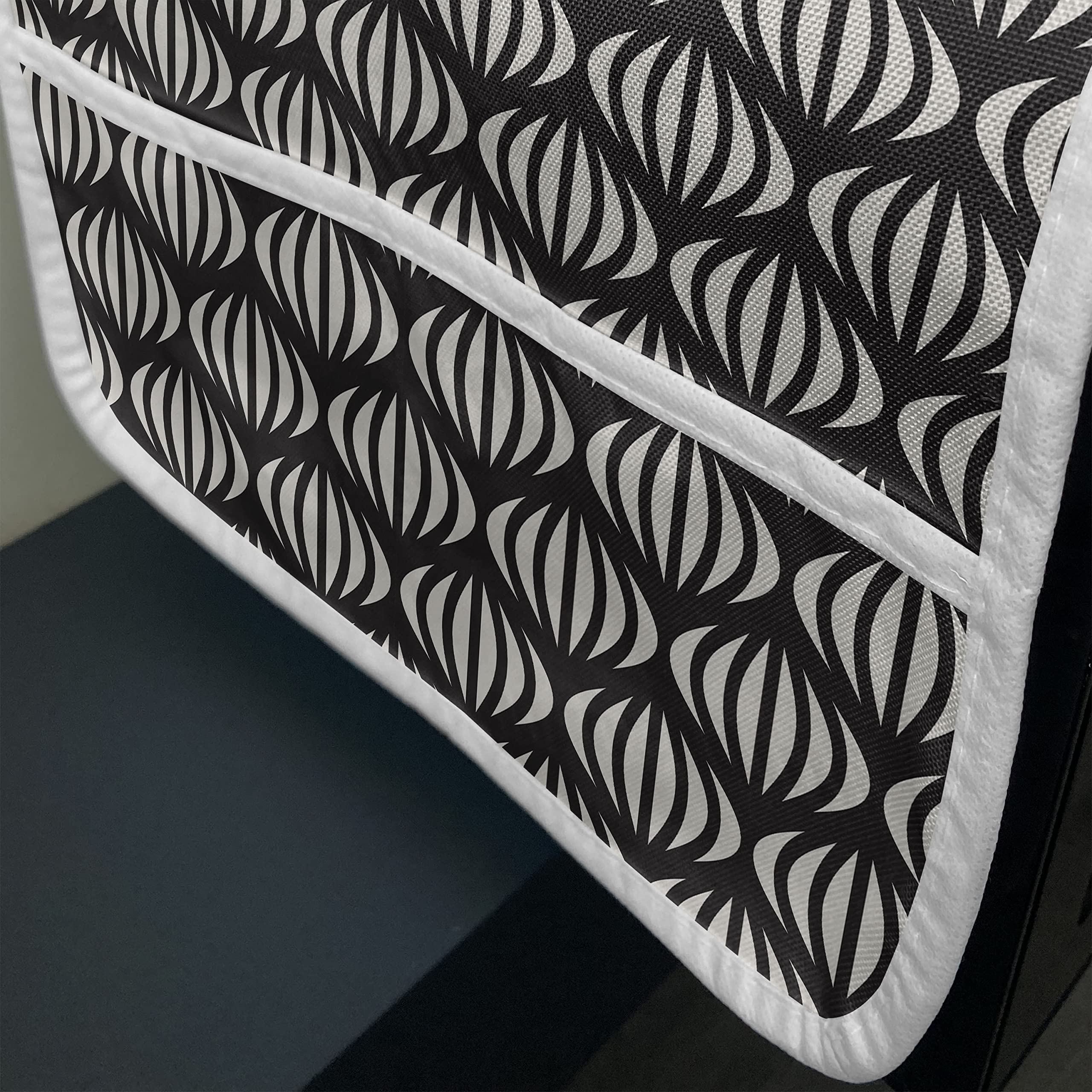 Ambesonne Waterproof Microwave Cover - Abstract Wavy Lines Geometric Striped Design with Pockets, 36