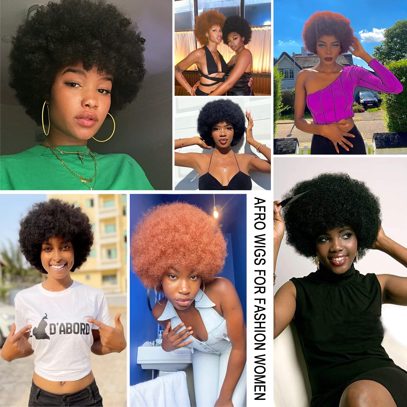 G&T Afro Puff Wigs for Women - Natural Looking Curly Wigs with Dark Roots (1B/Grey) - Perfect for Daily Wear & Party Occasions - Black & White Women's Fashion Wigs for Cosplay, Halloween & Special Events