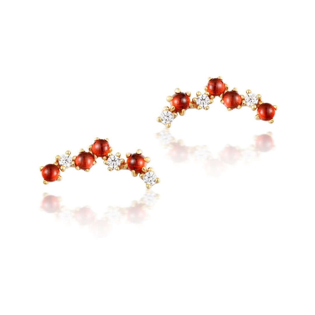 Natural Garnet Meteor Star Ear Climber Earrings for Women | Elegant Dangle Earrings for Party, Wedding & Evening Wear | E7277