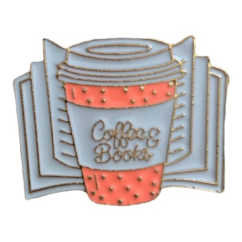 Vintage Coffee & Books Enamel Pin - Cute Book Lover Accessories for Backpacks, Jackets & Gifts - Perfect for Readers, Writers & Book Club Members