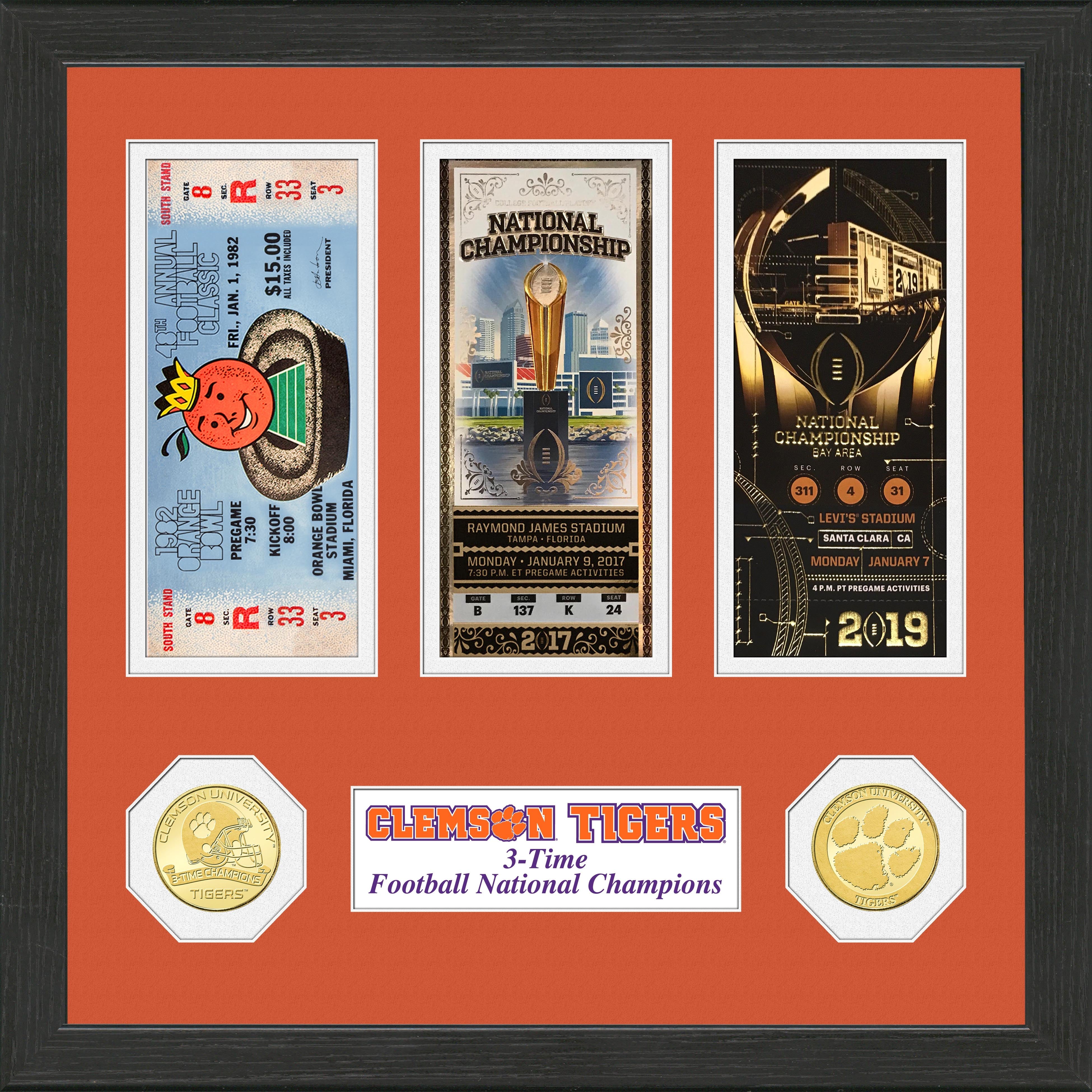 Clemson Tigers 2018 Football 3-Time National Champions Commemorative Ticket Collection - Perfect for Sports Memorabilia Displays & Fan Cave Decor