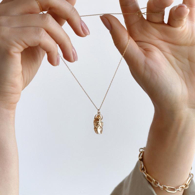 Exquisite Diamond Scarab Necklace for Women - 14K Gold Egyptian Jewelry - Perfect for Gifts, Weddings & Special Occasions