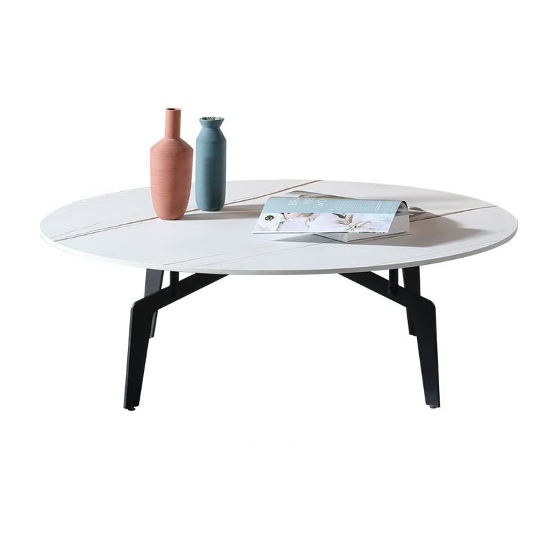 Modern Minimalist Nordic Round Coffee Table Set - White Side & End Tables for Small Apartments (90x45cm) | Living Room, Lounge & Home Decor Accent Furniture
