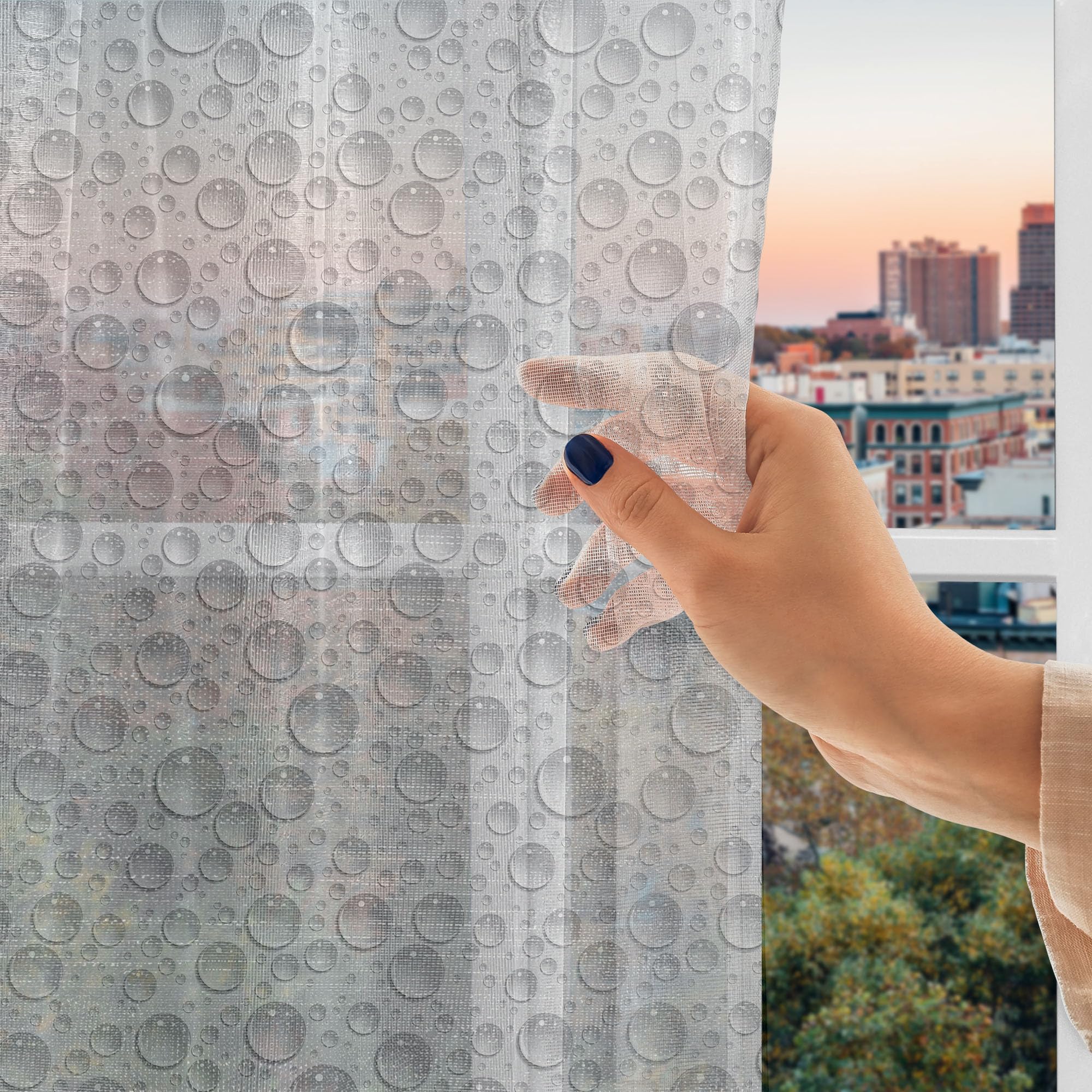 Ambesonne Grey Tulle Curtains with Rod Pocket - Small & Large Bubbles Water Liquid Design, Sheer Drapes for Living Room, Bedroom, Wedding Party (2 Panels, 108