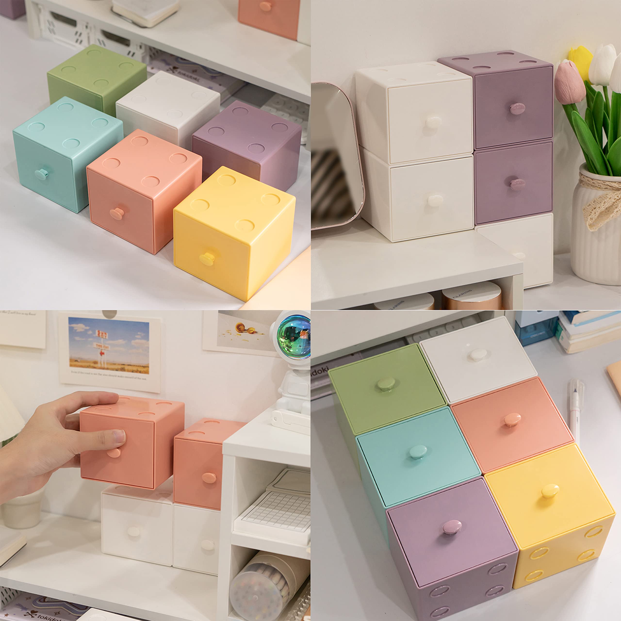 2-Pack Small Desk Organizer with Stackable Drawers - Cute Desktop Storage for Crafts, Office & Home Supplies (Baby Blue) | Perfect for Organizing Makeup, Stationery & Small Accessories