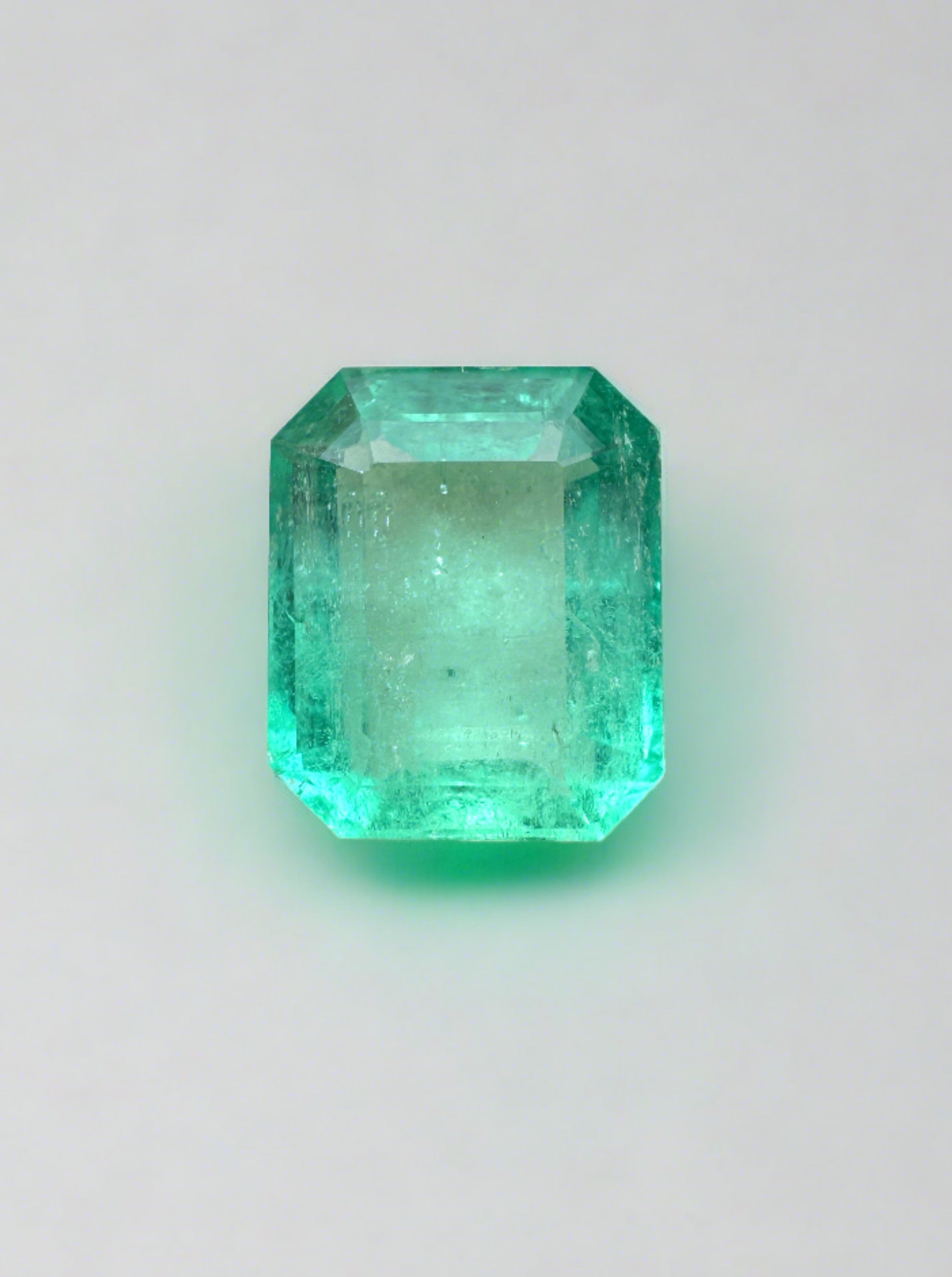 2.34 Carat 9x7.5mm Light Bluish Natural Loose Colombian Emerald - Emerald Cut Gemstone for Jewelry Making, Engagement Rings & Fine Collections