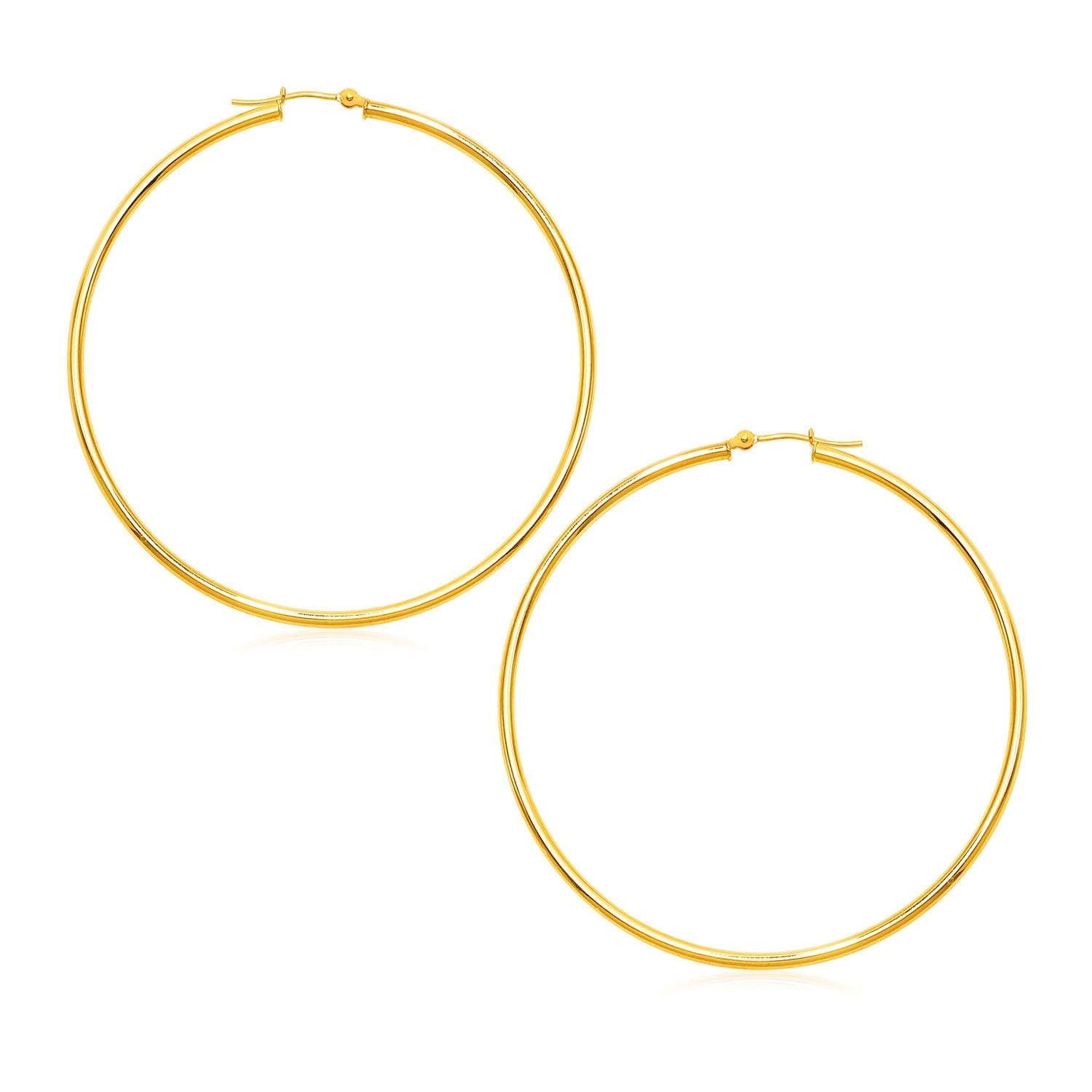 14K Yellow Gold Polished Large Round Hoop Earrings - 3.6 Grams | Elegant Everyday Jewelry for Women, Perfect for Parties, Weddings & Office Wear