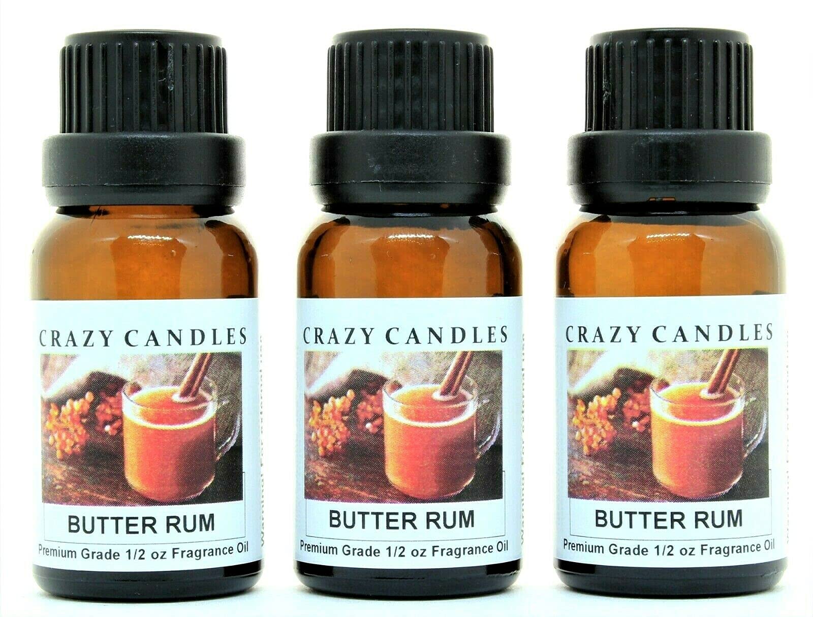 Premium Butter Rum Scented Fragrance Oil - 3 Pack (15ml/0.5oz Each) for Candle Making, Soap & DIY Crafts | Aromatherapy & Home Fragrance