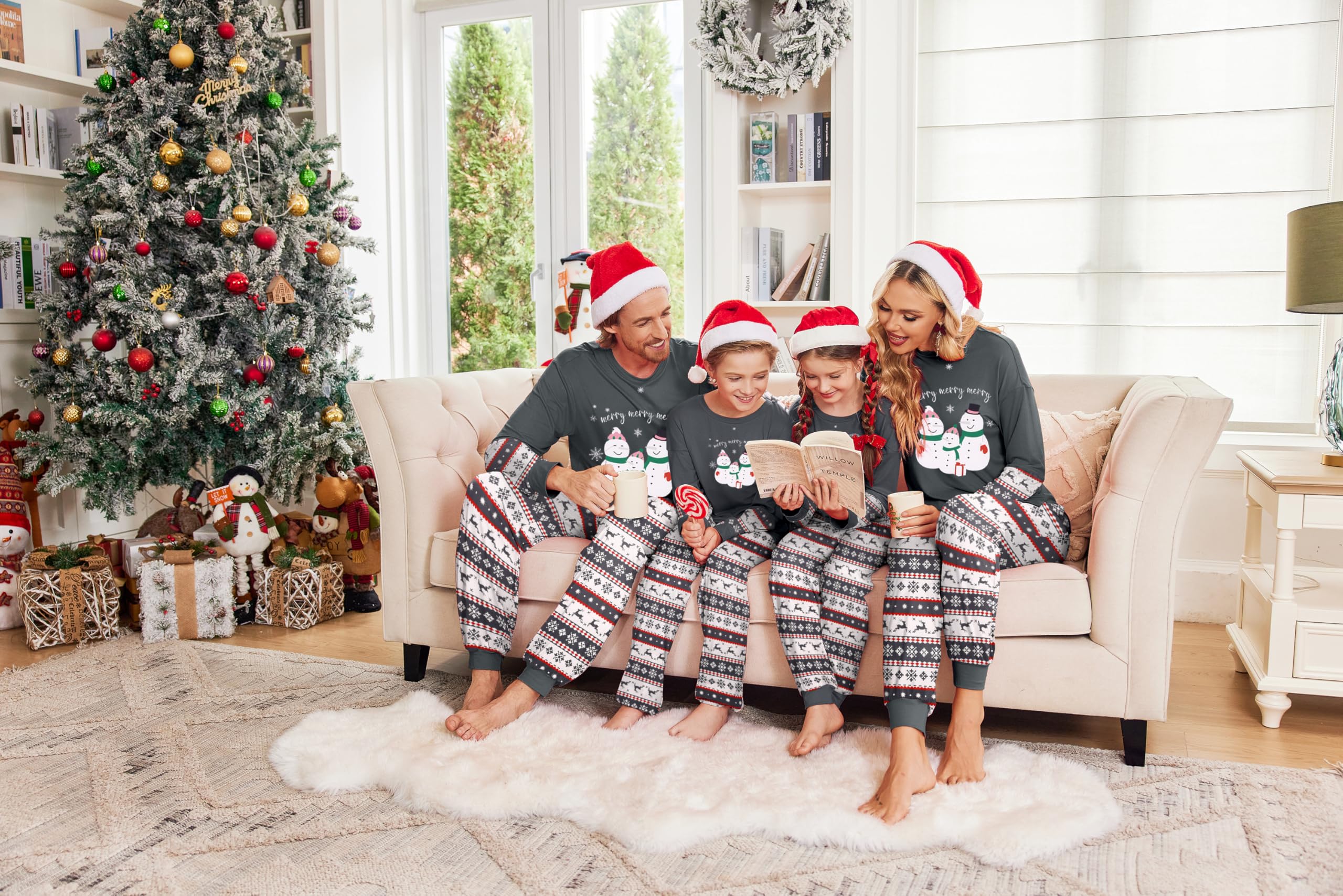 Ekouaer Family Matching Christmas Pajama Sets - Soft Long Sleeve Holiday PJS for Women, Men & Kids | Cozy Family Sleepwear & Lounge Wear for Christmas Morning & Holiday Gatherings