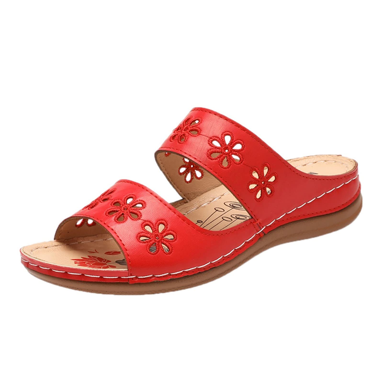 Women's Roman Style Flat Flower Slippers - Comfortable Ladies Sandals for Spring & Summer | Indoor/Outdoor House Shoes, Beach Wear, Garden & Casual Walking