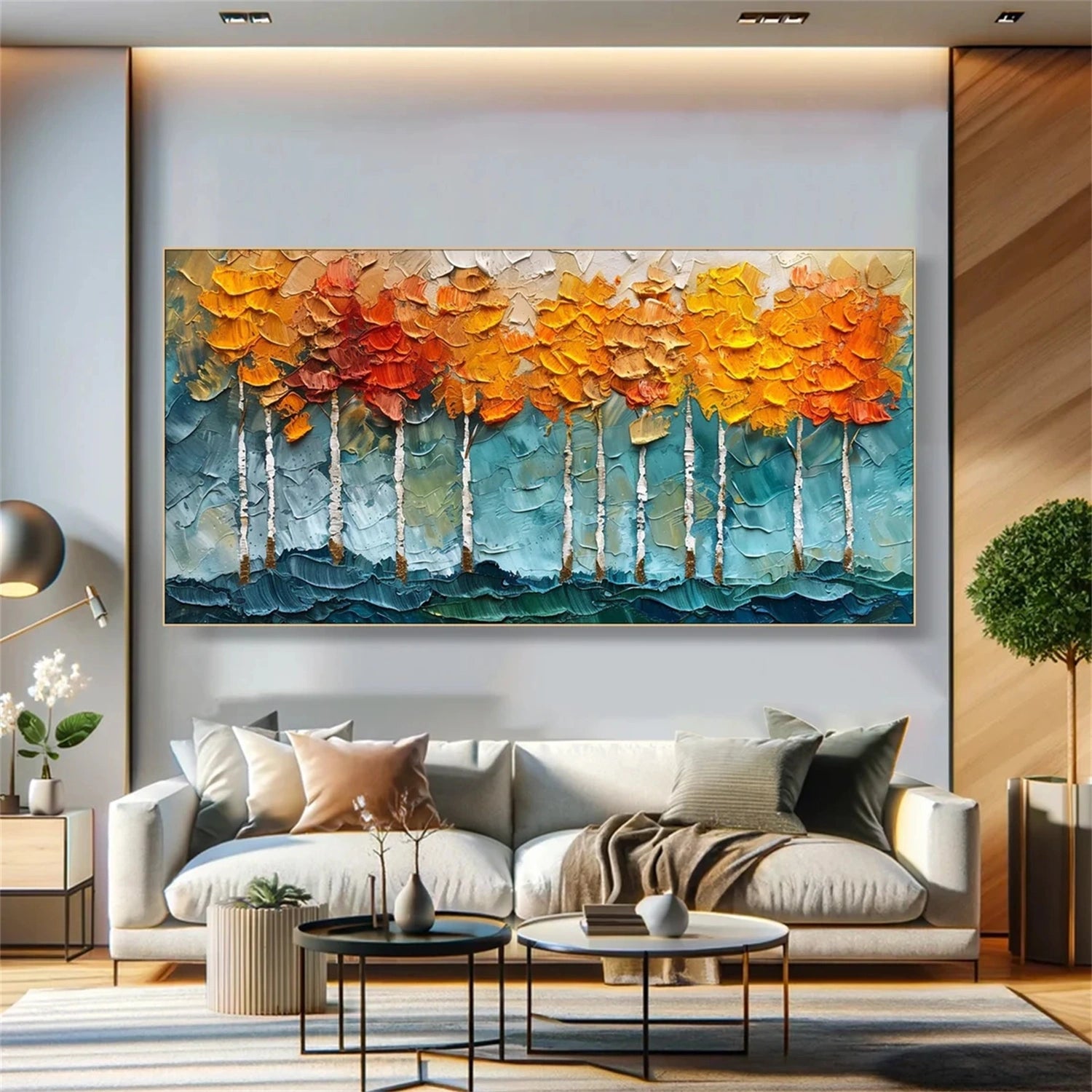 Flower and Tree Painting #FT146 - Handmade Canvas Wall Art for Home Decor, Living Room, Bedroom & Office