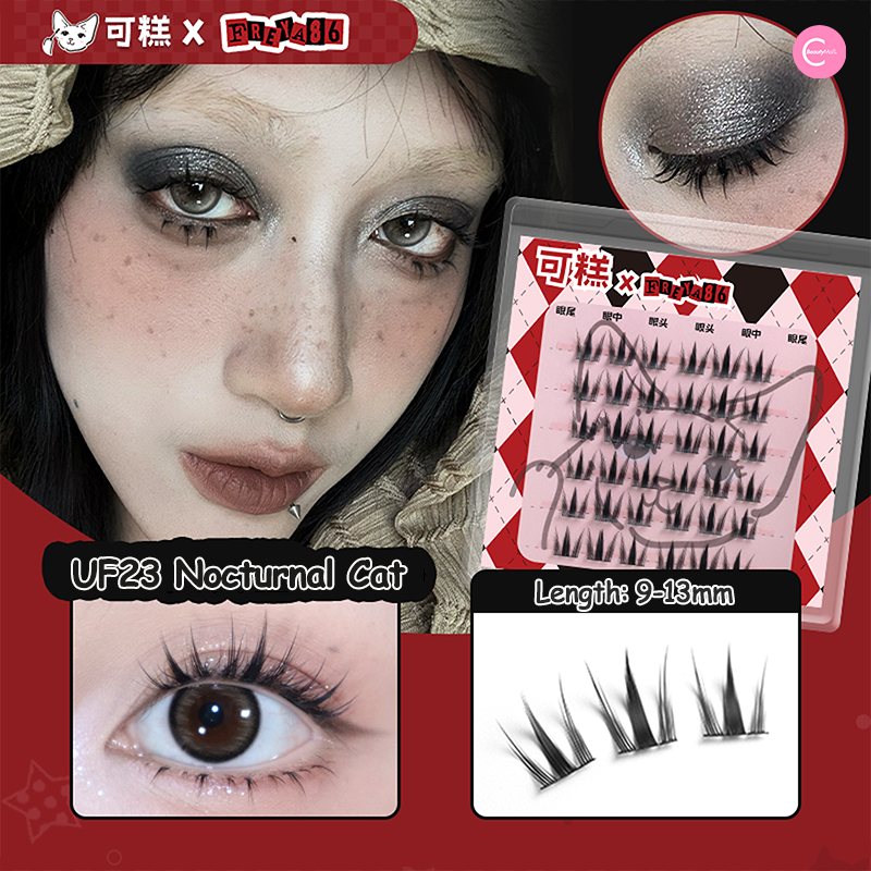 Gaoashes X Freya86 UF23 Midnight Cat Eyelashes - Fluffy Cat Paw False Lashes for Dramatic Eye Makeup | Perfect for Halloween, Cosplay & Night Out
