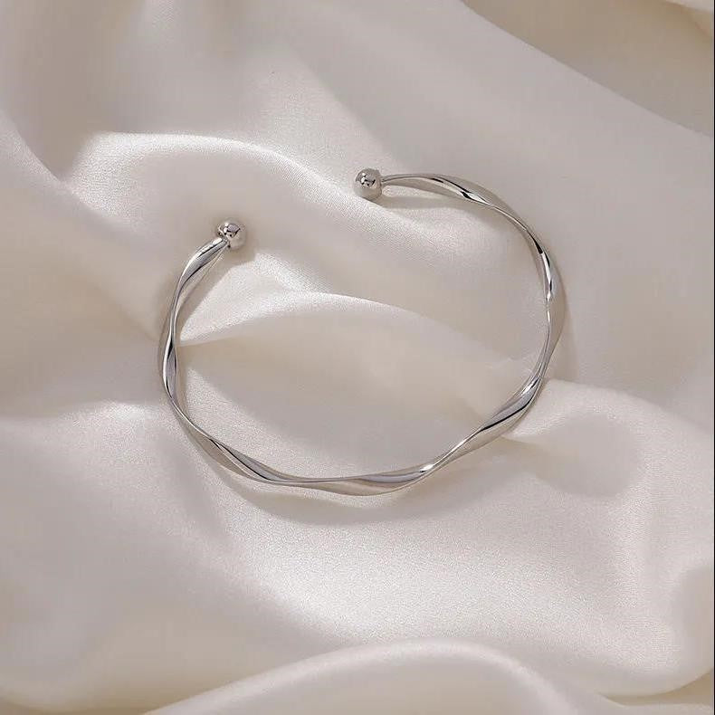Mobius Gold Silver Open Cuff Bangle Bracelet for Women | Trendy Minimalist Jewelry | Perfect for Everyday Wear, Office & Special Occasions | HB637