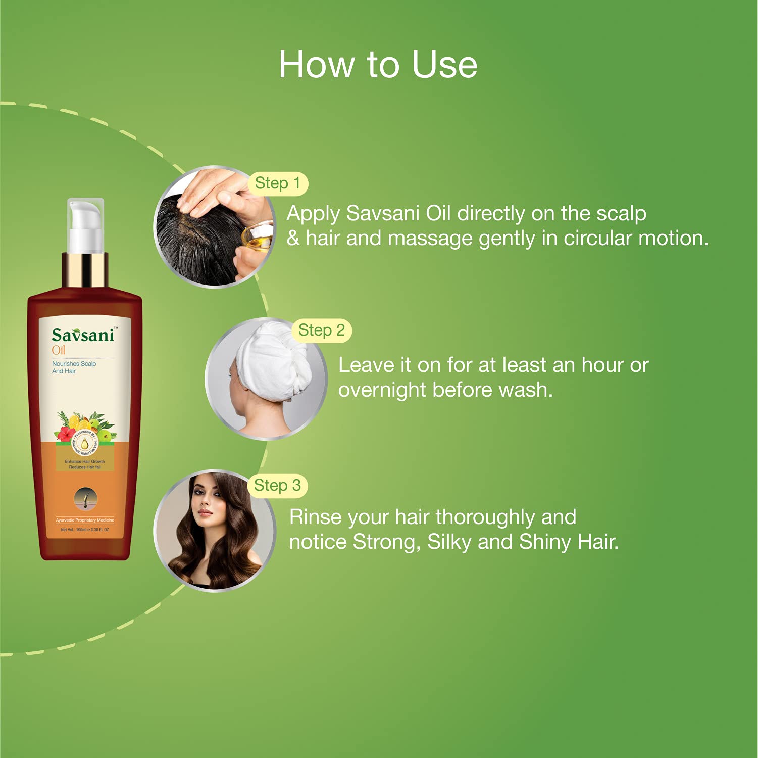 SAVSANI Natural Hair Oil - 100ml | Paraben-Free, Sulfate-Free, Silicone-Free, No Mineral Oil or Paraffin | Nourishes & Repairs Dry, Damaged Hair for Shine & Strength | Perfect for Daily Hair Care & Scalp Treatment