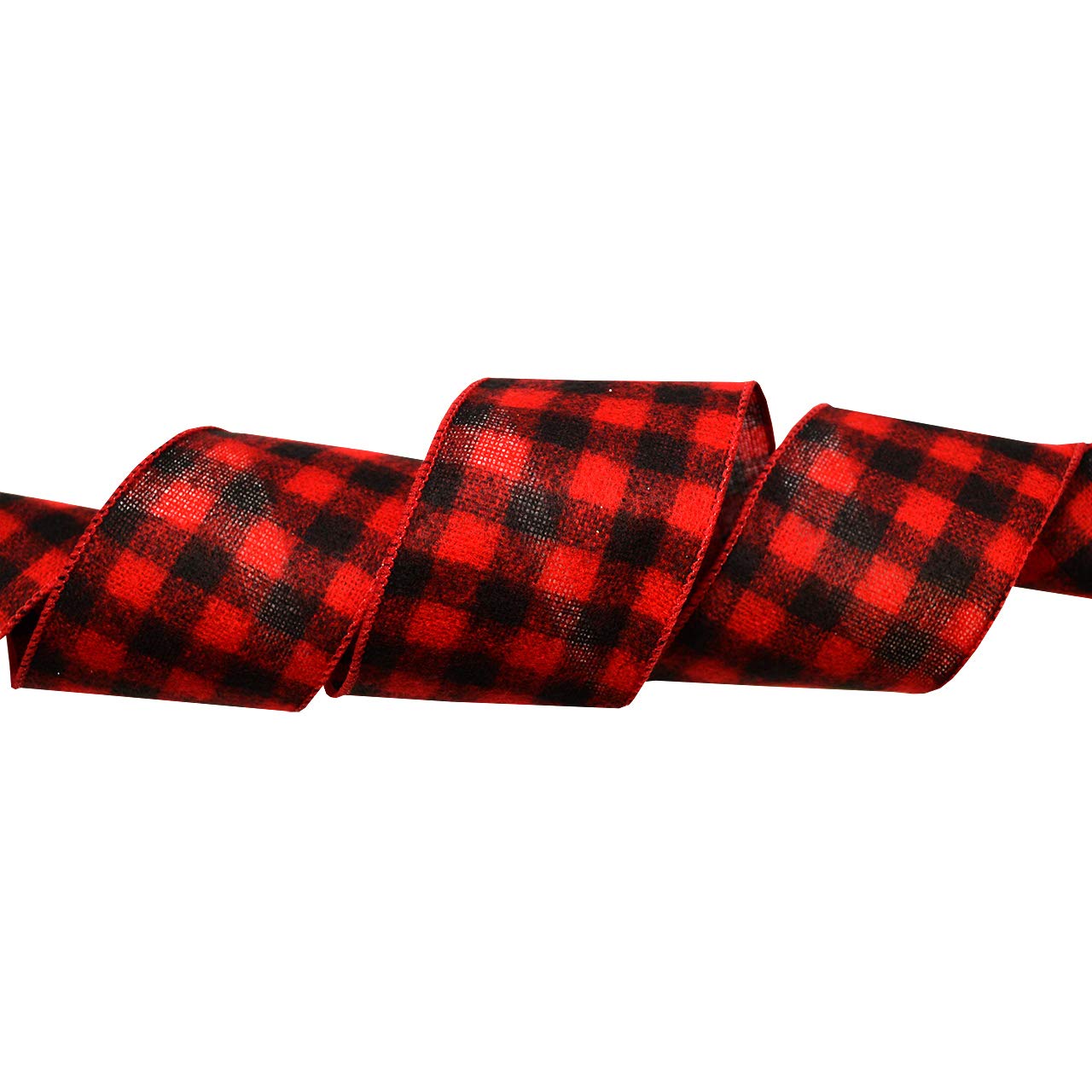 Morex 2.5 Inch x 10 Yards Wired Flannel Ribbon - Buffalo Plaid Red/Black - Perfect for Gift Wrapping, Holiday Decorations, DIY Crafts and Scrapbooking