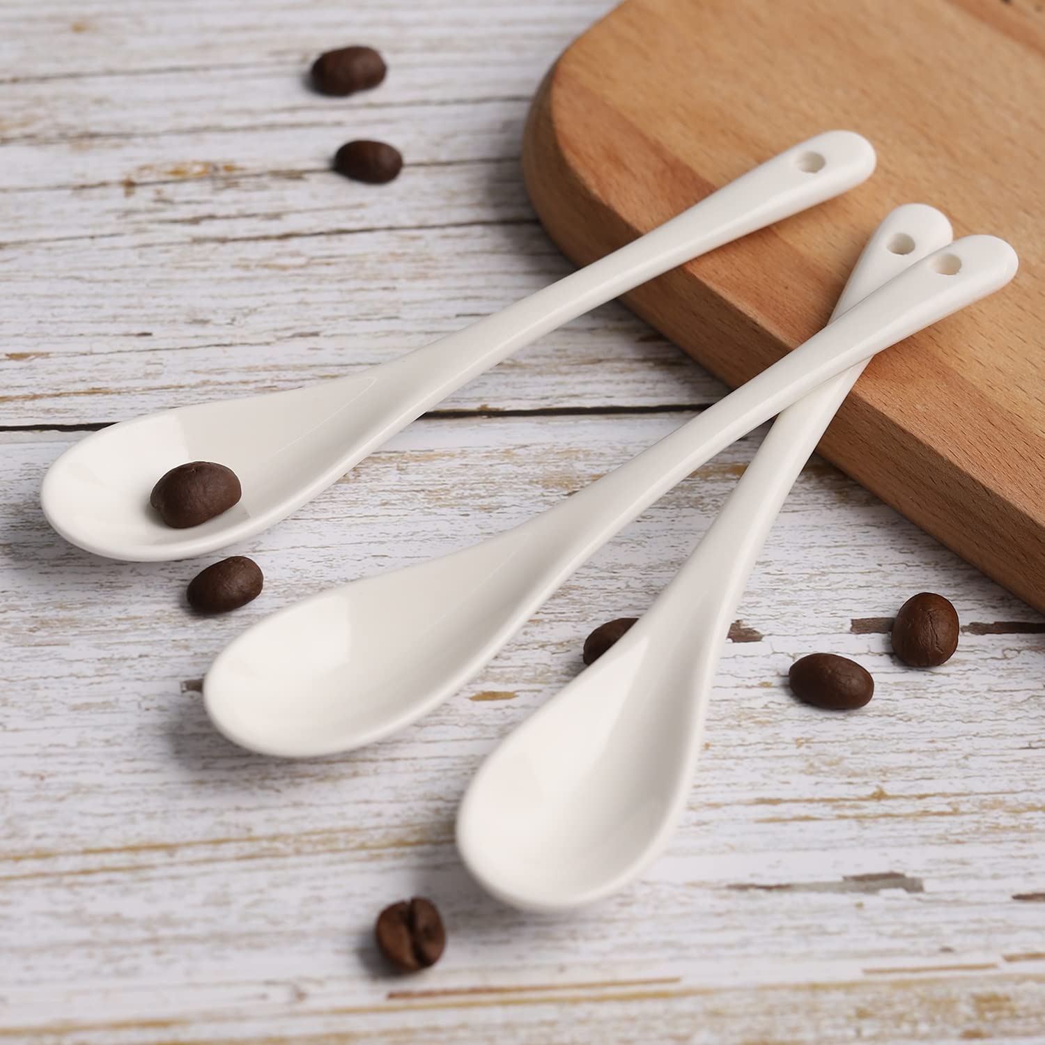 Porcelain Egg Spoons - Set of 8 Ceramic Teaspoons for Tea, Coffee, Desserts, Salt & Sugar - Elegant Mini Utensils for Breakfast, Afternoon Tea & Dining Decor