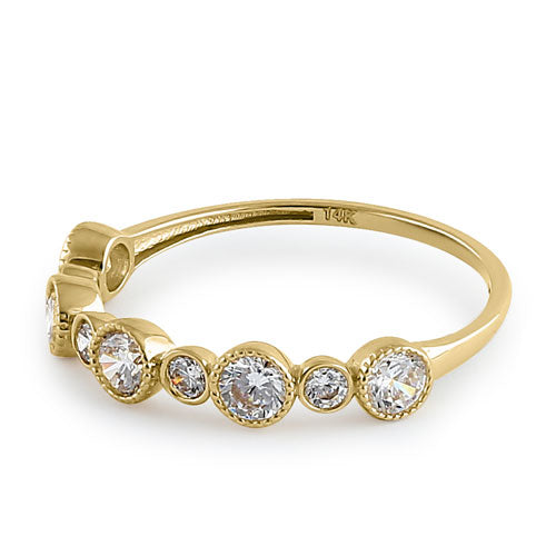 14K Solid Yellow Gold Half Eternity Ring with Round Cubic Zirconia - Perfect for Weddings, Anniversaries & Special Occasions