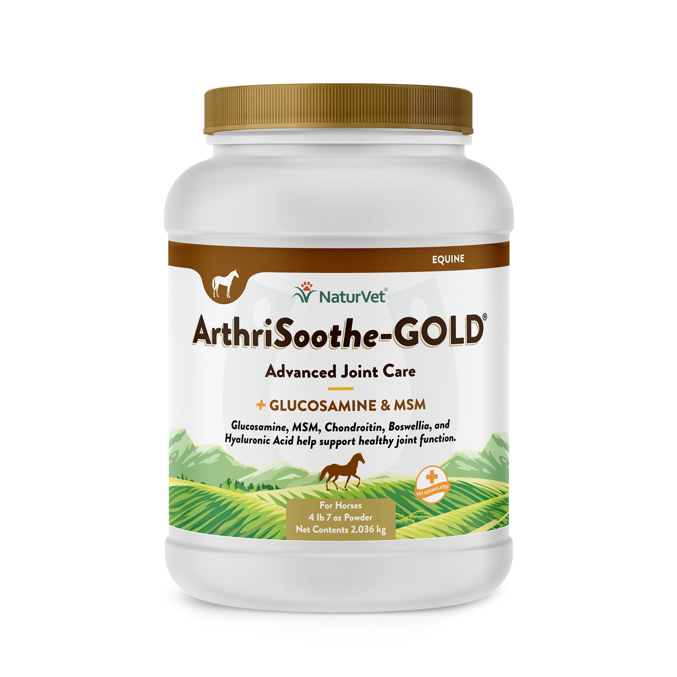 NaturVet ArthriSoothe Gold Advanced Joint Supplement Powder for Horses - Supports Healthy Joint Function with Glucosamine, MSM, Chondroitin & Hyaluronic Acid - 120 Day Supply - Ideal for Senior Horses & Active Equine Athletes